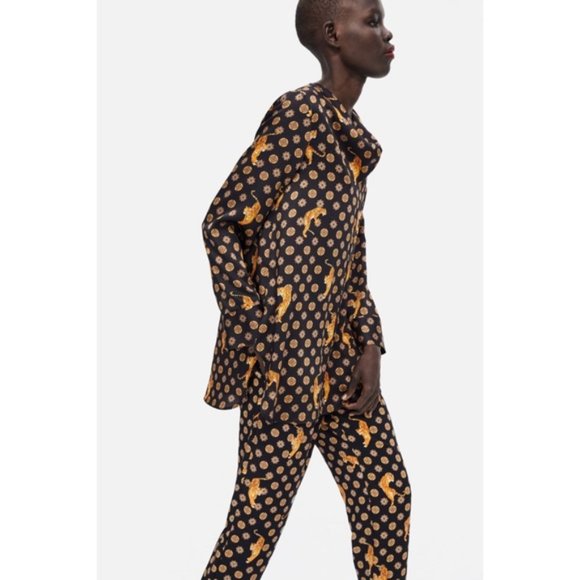 Zara Tiger Print Cowl Neck Blouse - Picture 10 of 12